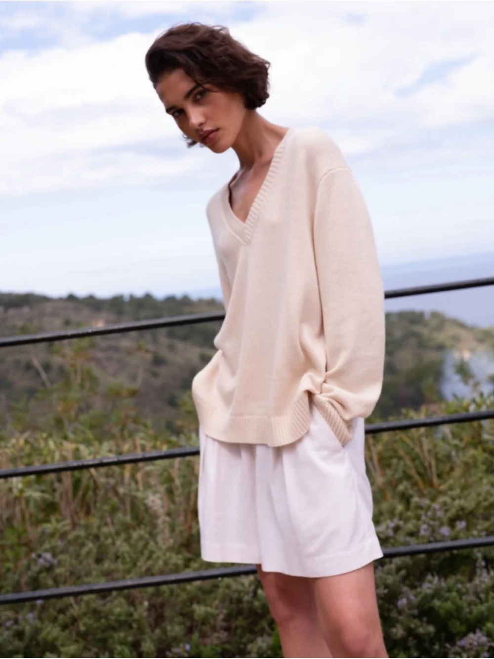 Jenni Kayne Simone v-neck Ivory - XS